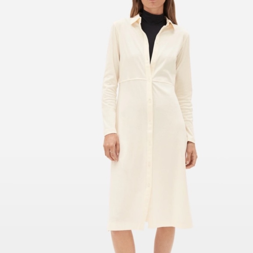 NWOT Everlane The Luxe Cotton Shirtdress Womens Large Button down Cream Collared